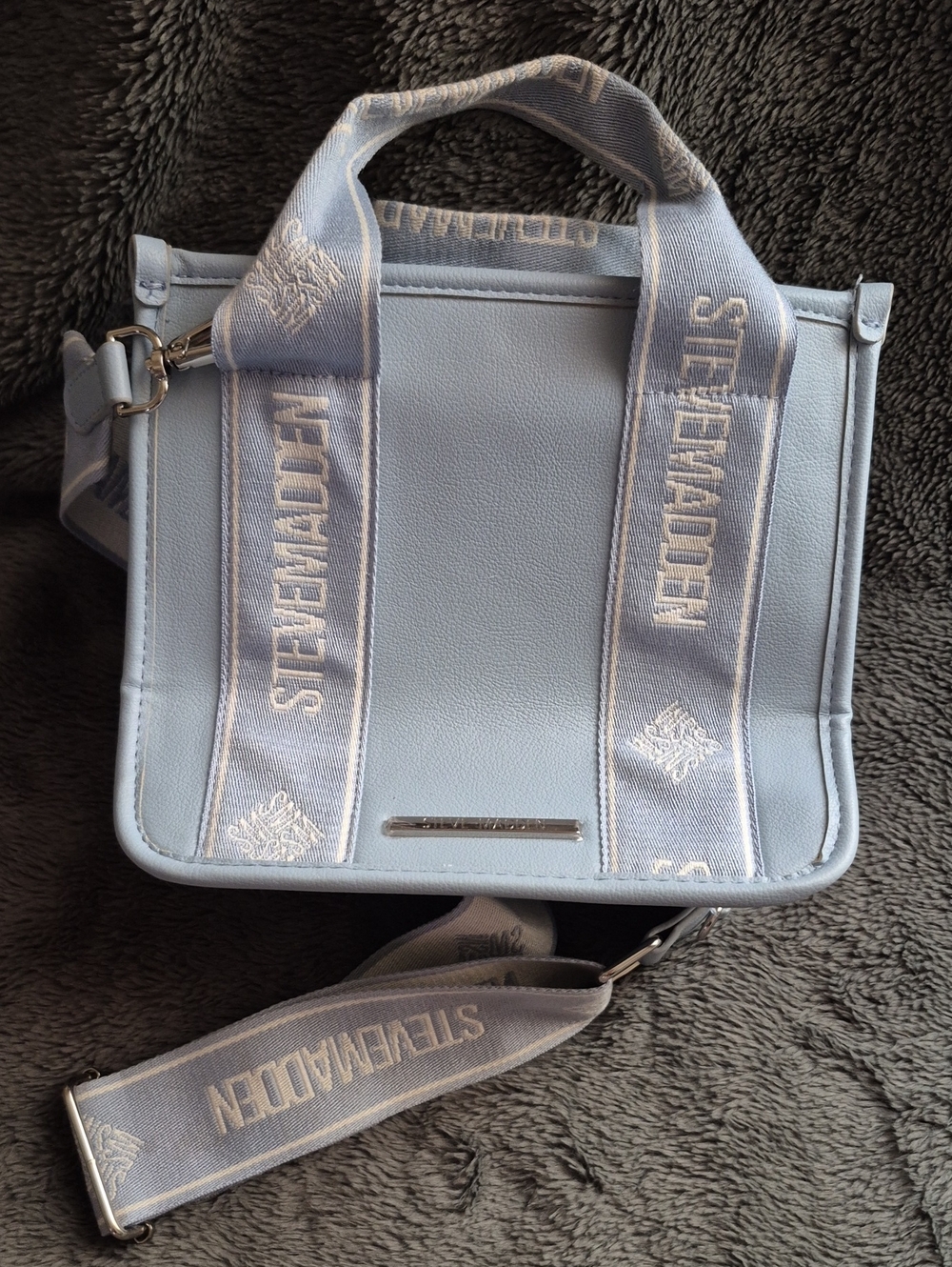 Steve Madden Pale Blue Crossbody Bag with Branded Strap